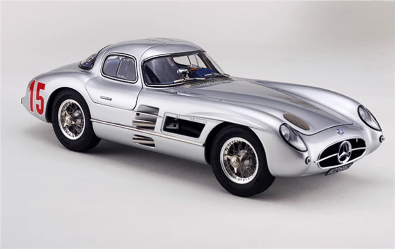 CMC Mercedes Benz 300 SLR Uhlenhaut Coupe GP Sweden 1955 #15 silver Limited Edition 1:18 Car Pre-built Model view3