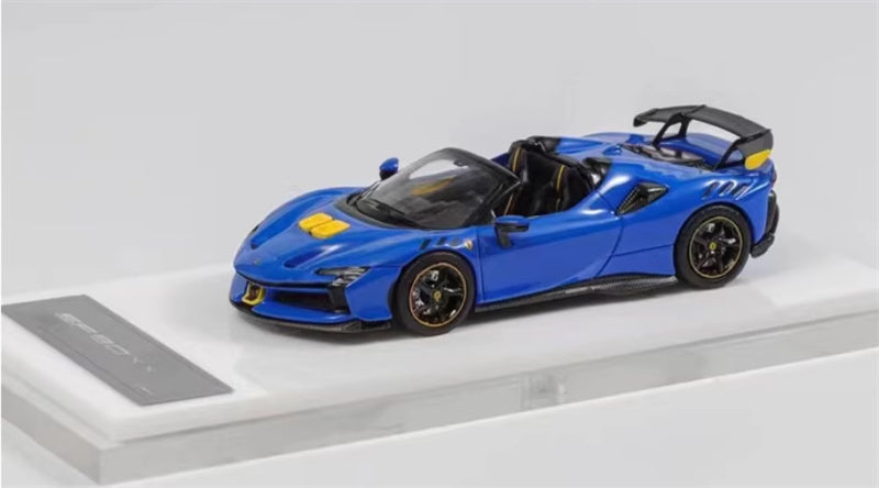 DMH Ferrari SF90 XX Spider Prancing Horse supercar Blue (five spoke wheels) convertible Limited Edition 999PCS ONLY 1:64 Car Pre-built Airliner Model Display view1