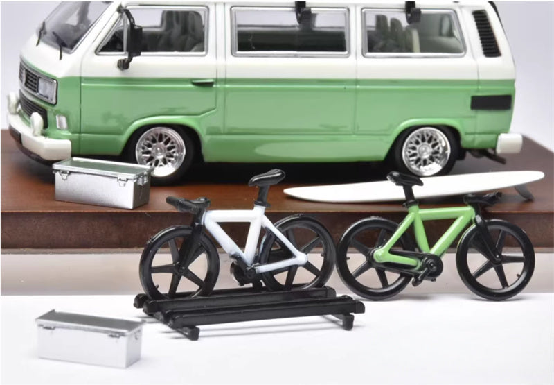 Mortal Model Volkswagen T3 Van BBS Low lying version White green double spelling With accessories 1:64 Car Pre-built Airliner Model Display view6