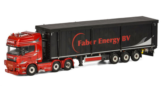 WSI SCANIA R6 STREAMLINE TOPLINE 6x2 VOLUME TRAILER / CARGO FLOOR - 3 AXLE Faber Energy 1:50 DIECAST Truck Lorry