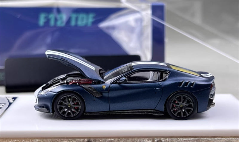 Stance Hunters Ferrari F12 TDF Supercar Limited Edition 499PCS ONLY Tour de France blue - white stripes 1:64 Car Pre-built Model view8