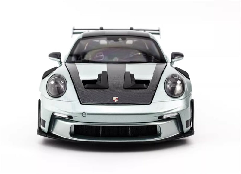 1:18 PORSCHE 911 (992) GT3 RS 2023 Silver Carbon Cover  MINICHAMPS  DIECAST Car Model