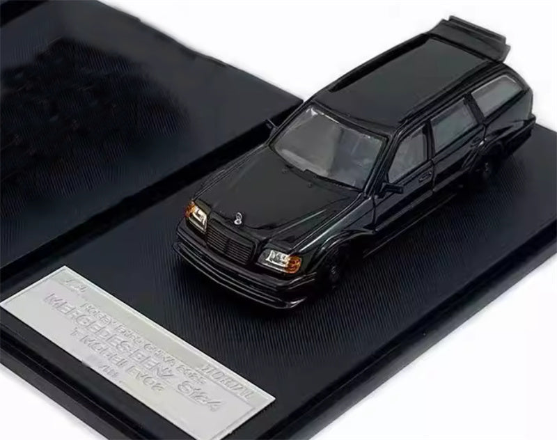 Mortal Mercedes Benz E-Class E300 station wagon S124 Black - Black Wheel HEC Exhibition Edition Limited Edition 1:64 Car Pre-built Model view1