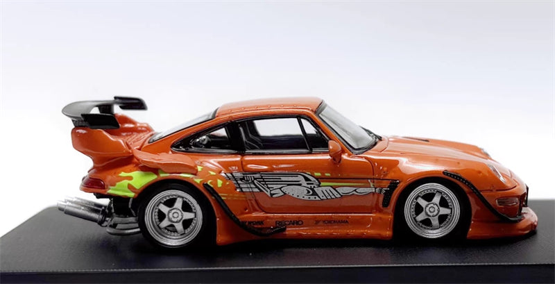 1:64 Porsche 911 RWB 993 Orange SW DIECAST LowTail Model