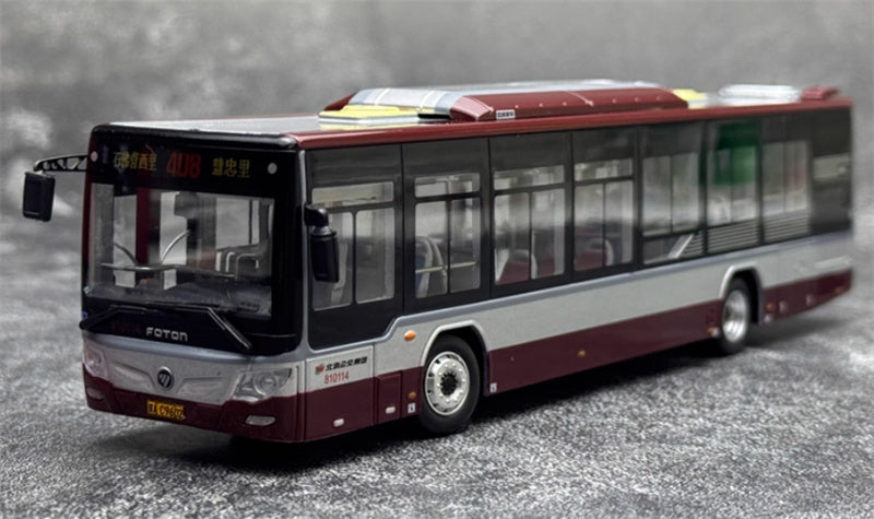 Beijing Public Transport Foton Ouhui BJ6123C7BDC-2 408 Route Bus burgundy 1:64 Bus Pre-built Model view1