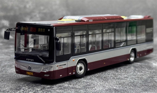 Beijing Public Transport Foton Ouhui BJ6123C7BDC-2 408 Route Bus burgundy 1:64 Bus Pre-built Model view1