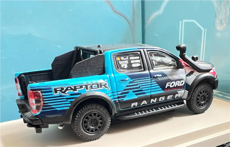 MK Miniatures Ford Ranger Raptor Pickup Blue Painting w/ accessories 1:64 Truck Pre-built Model view4
