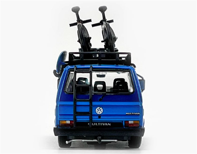 Mortal VW T3 Magway van BBS Lowered Version Transparent Blue with Accessories 1:64 Car Pre-built Model view7