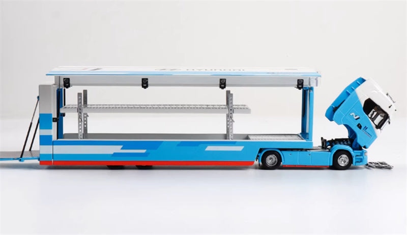 Max well Scania #S730 double-decker transport vehicle Blue white modern coating 1:64 Truck Pre-built Airliner Model Display view5