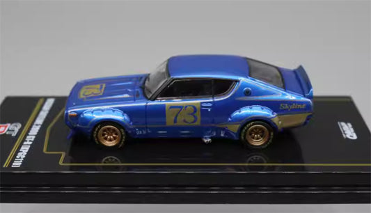 INNO64 Nissan Skyline 2000 GT-R (KPGC110) Blue # 73 1:64 car Pre-built Model view2