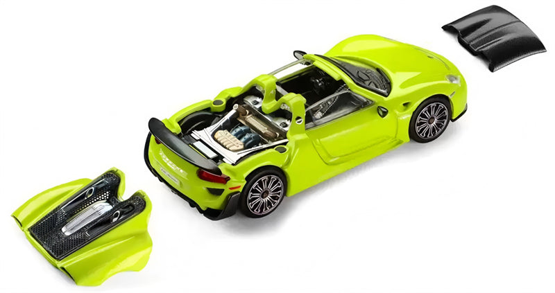 1:64 Porsche 918 Spyder fluorescent green Trends Hobby DIECAST Civil Car Model