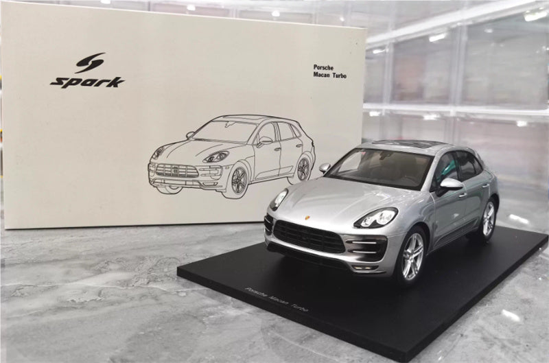 1:18 Porsche Macan Turbo silver Spark Resin Car Model view11