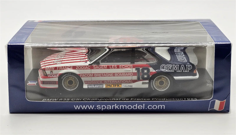 1:43 Spark BMW 635 CSi #18 Championnat de France 1985 P.GURDJIAN LTD 500PCS view6