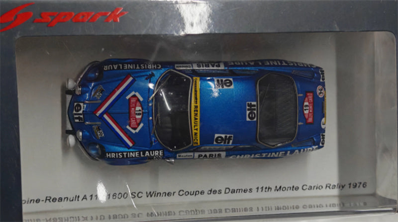 Spark Alpine Reanult A110 1600 SC Winner Coupe des Dames 11th Monte Carlo Rally 1976 1:43 Car Pre-built Model view4