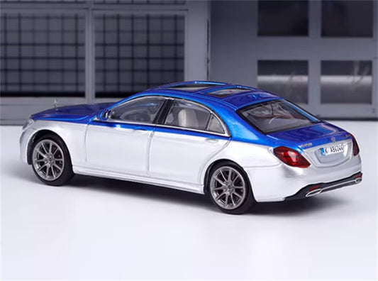 Master Mercedes Benz S-Class S450 W222 Blue silver dual color 1:64 Car Pre-built Airliner Model Display view2