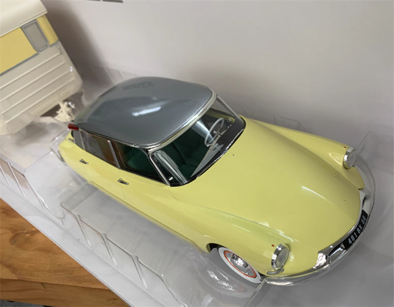 NOREV Citroen DS19 with trailer RV YELLOW WHITE 1:18 Car Pre-built Model view12