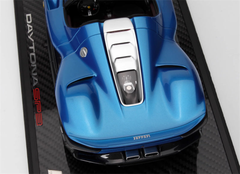 BBR MODELS Ferrari Daytona SP3 Convertible Blue Carbon fiber base Brown Seat Limited Edition 1:18 Car Pre-built Model view8