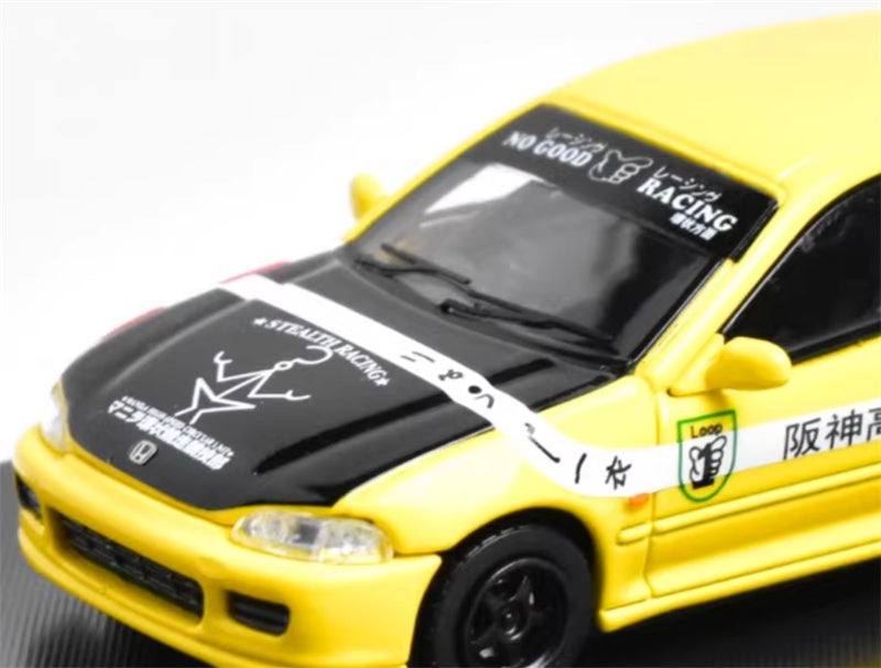 SW Honda Civic EG6 Yellow Hanshin Expressway Limited Edition 499PCS ONLY 1:64 Car Pre-built Model view7
