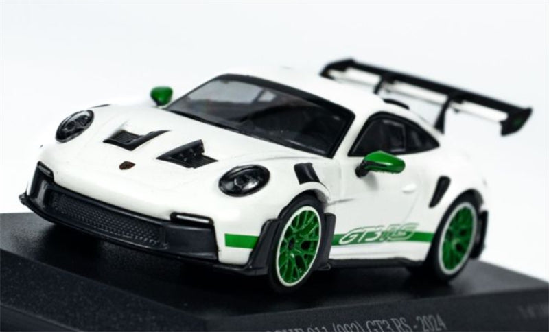 MINICHAMPS Porsche 911 GT3 RS 2024 White w/ Green Wheels Limited Edition 1000PCS ONLY 1:64 Car Pre-built Model