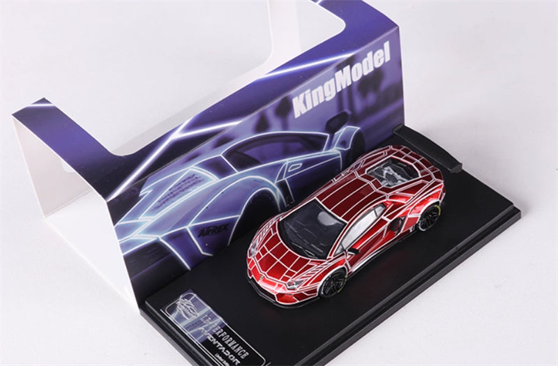 KING MODEL Lamborghini LP700 AVENTADOR Burst Pattern Luminous Edition Electroplated Red 1:64 Car Pre-built Model view8
