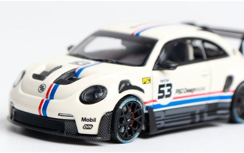 1:64 Volkswagen Beetle RS  milky white TimeMicro & PSC DESIGN Herbie #53 Herbie Tribute Edition DIECAST Model