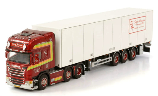 WSI SCANIA STREAMLINE TOPLINE 6X2 TWINSTEER BOX TRAILER - 3 AXLE STEEN HANSEN 1:50 Truck Pre-built Model