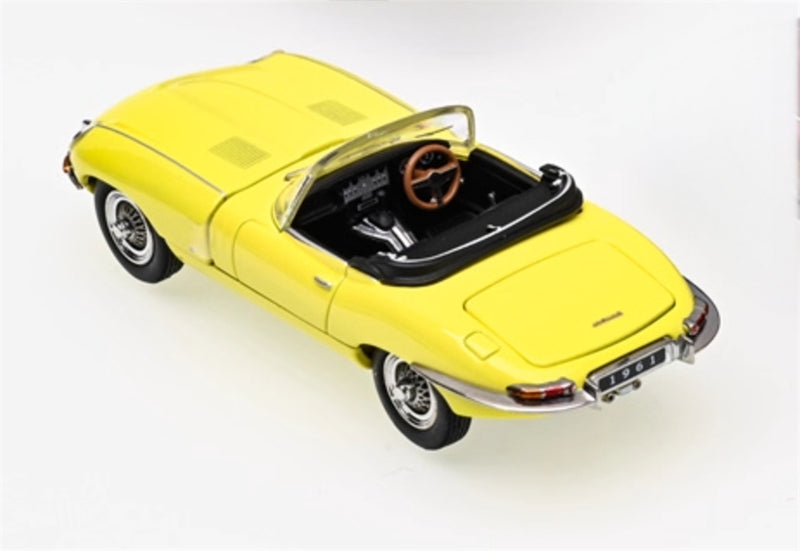 GFCC 1961 Jaguar E-Type Roadster Convertible Yellow Limited Edition 499PCS ONLY RHD 1:64 car Pre-built Model view5