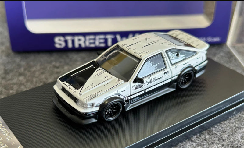 SW Toyota AE86 RWB Wide Body Modified Tofu Shop White Manga Limited Edition 499PCS ONLY 1:64 car Pre-built Model view1