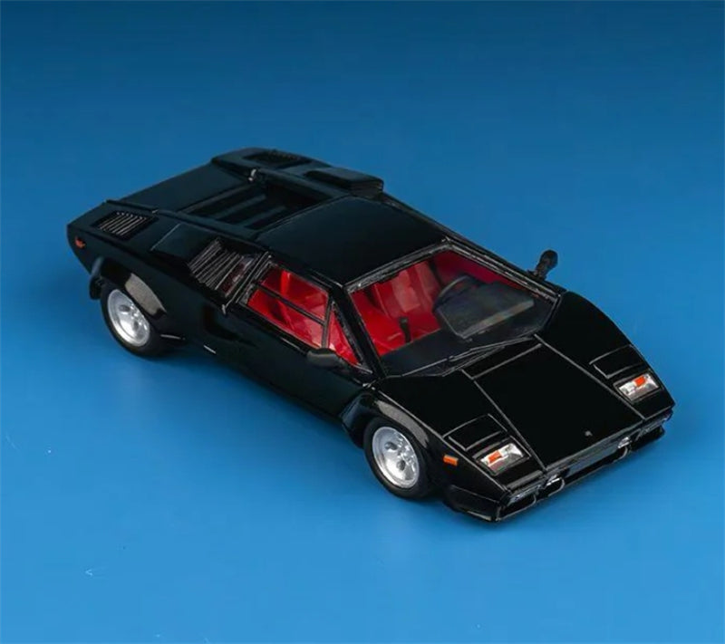 Findclassically Lamborghini Countach LP5000S Filp-Up Light Metallic Black no spoiler 1:64 car Pre-built Model view2