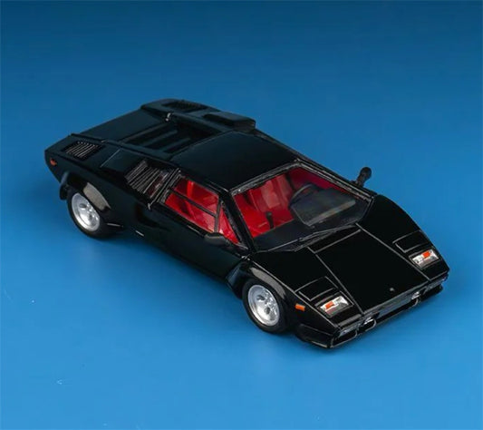 Findclassically Lamborghini Countach LP5000S Filp-Up Light Metallic Black no spoiler 1:64 car Pre-built Model view2