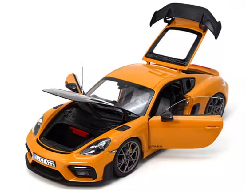 NOREV 2023 Porsche Cayman GT4 RS sports car Hard top orange 1:18 Car Pre-built Model view8
