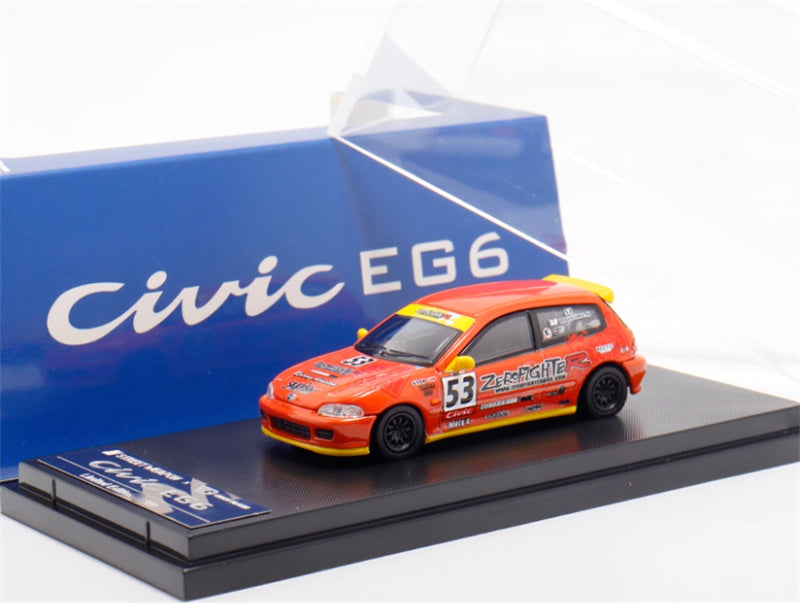 SW Honda Civic EG6 Orange 53# Limited Edition 499PCS ONLY 1:64 Car Pre-built Model view8