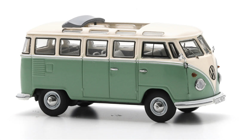 SCHUCO Volkswagen VW T1B Samba Green / White 1:43 Car Pre-built Model view4