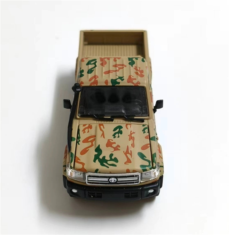 RHINO MODEL Toyota Land Cruiser LC79 Yellow Camo Pickup Truck Middle East Edition 1:64 Truck Pre-built Model view7