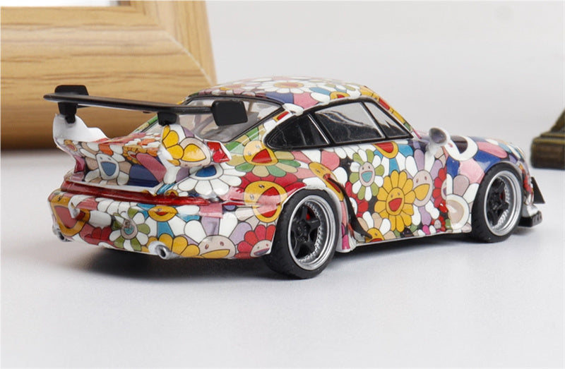 FLAME Porsche RWB 993 Sunflower Night Light Edition Limited Edition 499PCS ONLY RAUH - Welt 1:64 Car Pre-built Model view4