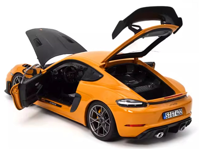 NOREV 2023 Porsche Cayman GT4 RS sports car Hard top orange 1:18 Car Pre-built Model view4