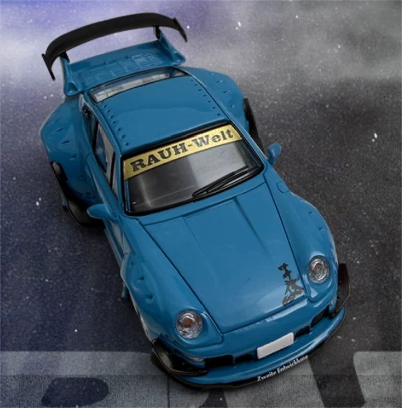 1:64 Porsche RWB 993 Miami Blue Model model DIECAST Civil Car Model
