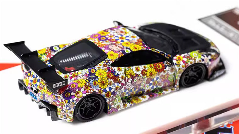 Flame Ferrari 458 GT LBWK wide body modified car Limited Edition 299PCS ONLY Sunflower coating noctilucent 1:64 Car Pre-built Model view5
