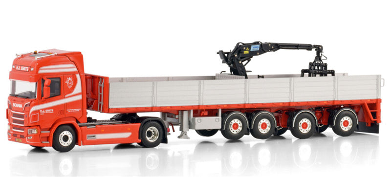 WSI SCANIA R HIGHLINE CR20H 4X2 BRICK TRAILER - 4 AXLE Transportbedrijf H.J. Smits 1:50 Truck Pre-built Model