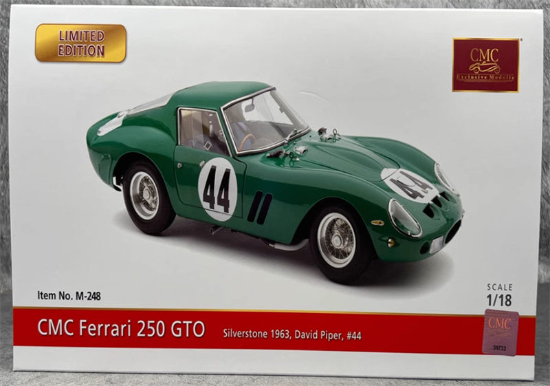 CMC Ferrari 250 GTO Silverstone 1963 David #44 Right hand drive Green Limited Edition 2000PCS ONLY 1:18 Car Pre-built Model view11