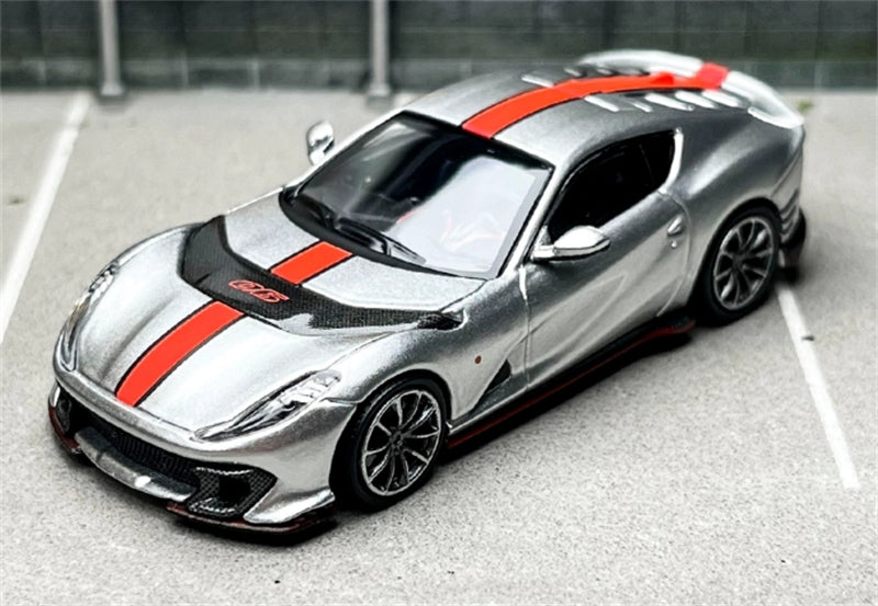 TOC Ferrari FE812C Coupe Sports ARGENTO NURBURGRING / FLUORESCENT RED 1:64 Car Pre-built Model