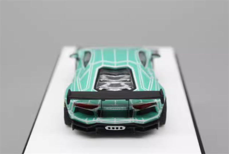 KING MODEL Lamborghini LP700 AVENTADOR Burst Pattern Luminous Edition Electroplated Green 1:64 Car Pre-built Model view8