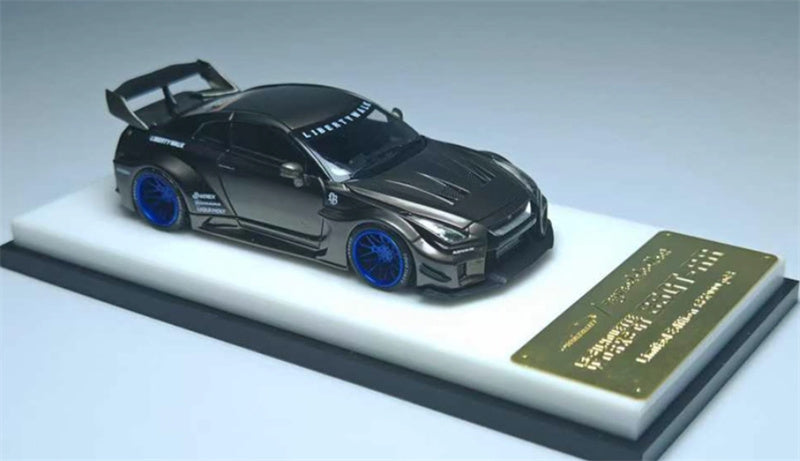 mymodelcollect Nissan 35GT-RR LBWK Limited Edition Electroplated Brushed Gray 1:64 Car Pre-built Model view4