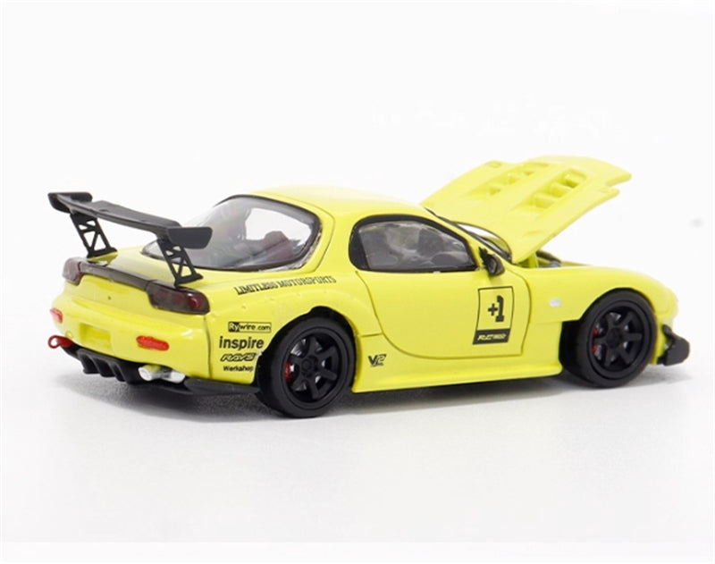 1:64 Mazda RX-7 RE Amemiya‌ Lemon Yellow +1# BSC DIECAST Limited Edition 499pcs ONLY Model