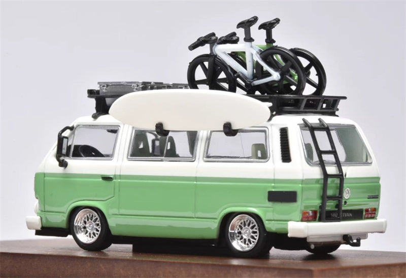 Mortal Volkswagen VW T3 Magway van BBS Lowered Version with accessories GREEN/CREAM Limited Edition 499PCS ONLY 1:64 Car Pre-built Model view4