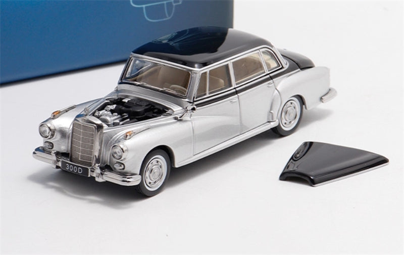 GFCC Mercedes Benz 300D 1959 vintage Car Black Silver Double Limited Edition 300PCS ONLY LHD 1:64 car Pre-built Model view2