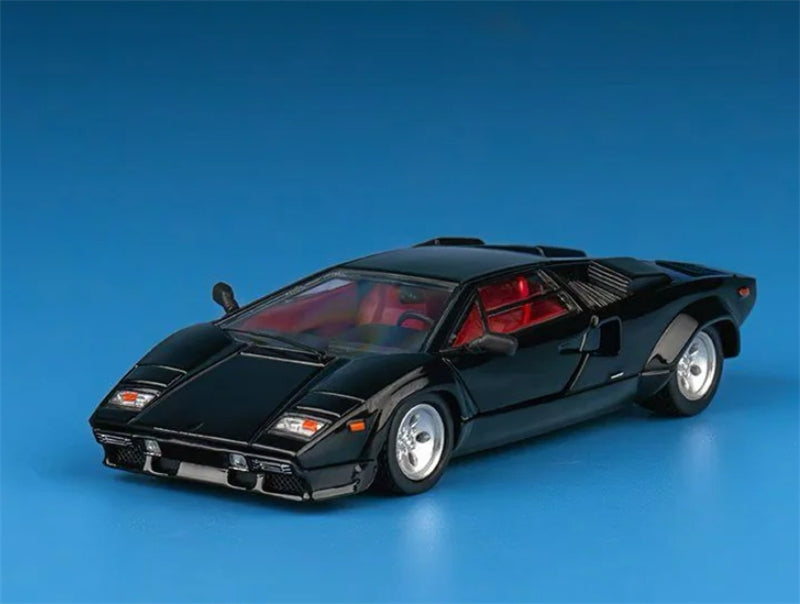 Findclassically Lamborghini Countach LP5000S Filp-Up Light Metallic Black no spoiler 1:64 car Pre-built Model view1