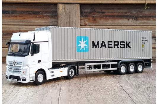 Mercedes ACTROS Shipping Container Truck Maersk Coatings 1:50 Truck Pre-built Airliner Model Display view1