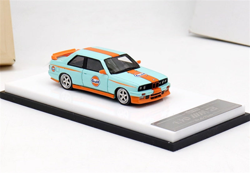 ScaleMini BMW M3 first generation E30 low slung sports car Gulf coating Limited Edition 499PCS ONLY 1:64 Car Pre-built Model view5