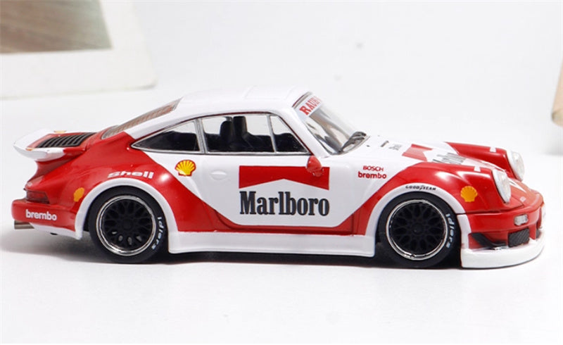 mymodelcollect Porsche RWB 930 Red and White Marlboro Limited Edition 999PCS ONLY RAUH - Welt 1:64 Car Pre-built Model view4